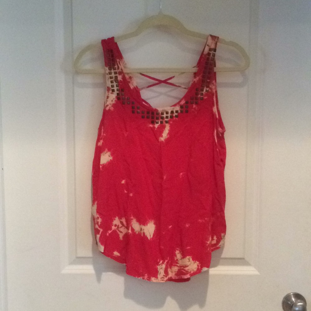 Boho tank top w/ criss-cross strappy back